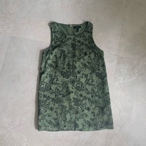 Olive-colored Dress with Paisley Print